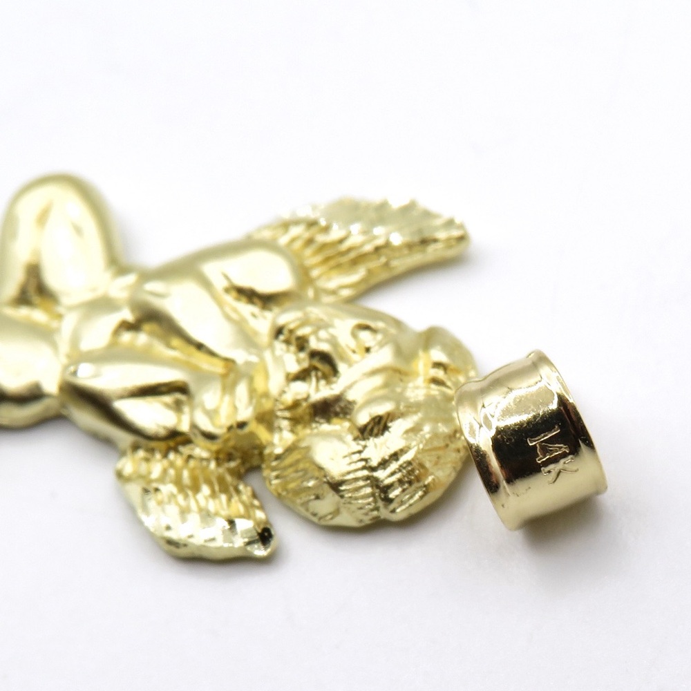 14k Solid Gold Cherub Angel Pendant Brushed Matte Finish 2.5g 2.8cm x 2cm - Picture 4 of 6